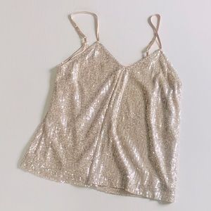 carly jean los angeles cream sequin spaghetti strap top